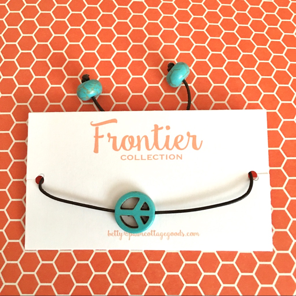 Leather & Turquoise Frontier Peace Bracelet.